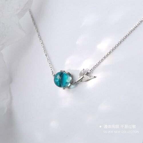 925 sterling silver necklace with zircon blue foam fishtail cold style bracelet for fashion girlfriends lover gifts wholesale