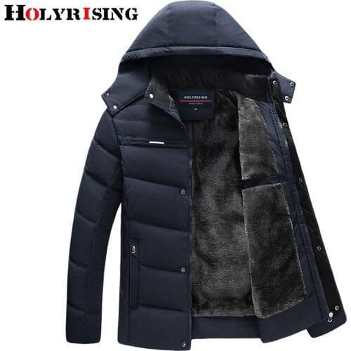 Holyrising Men Parka Thick Winter Coat Warm Ropa De Hombre Soft Jaqueta Masculina Hooded Windpoof Outwear Men Clothing 18527-5