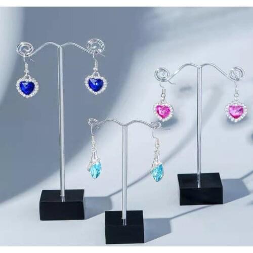 3 Pcs Black/Clear Acrylic Metal Earrings Rack Holder Earrings Organizer Jewelry Display Stand T Stand For Stud Dangle Hoop