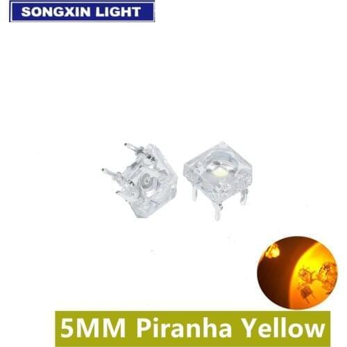 10pcs 5mm Water Clear LED Piranha Yellow Ultra Bright 5 mm Round Lens Light Emitting Diode LED Lamp Through Hole