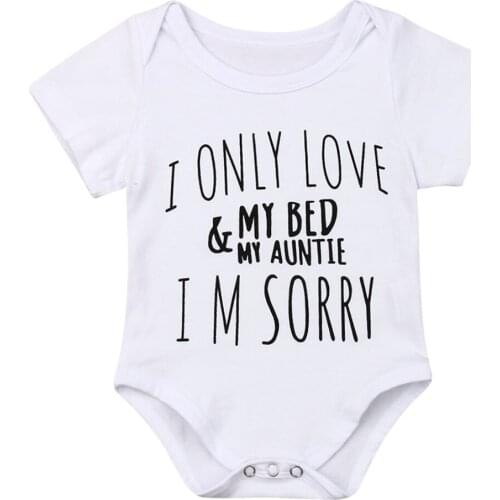 Pudcoco Newborn Kid Clothes Baby Girl Boy LOVE MY AUNTIE Bodysuit Jumpsuit Sunsuit Short Sleeve Casual Kids Clothes Outfits