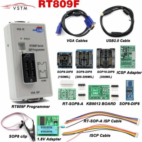 RT809F ISP Programmer/ RT809 lcd usb programmer Repair Tools 24-25-93 serise IC with 11 adapters