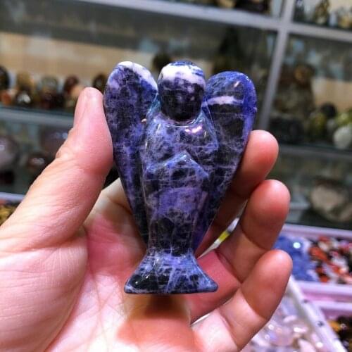 Natural Blue crystal jewelry decoration guardian angel healing gem family home decoration study room decoration craft gi