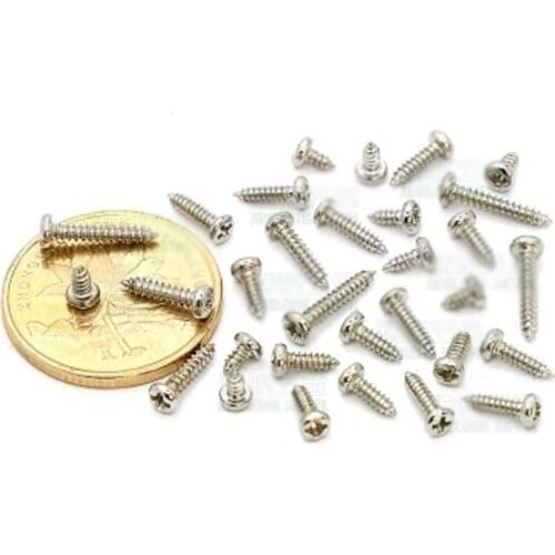 M1.7 Phillips Flat head Screw Self-Tapping Screws Head diameter 3.2mm Nickel Plating 100PCS