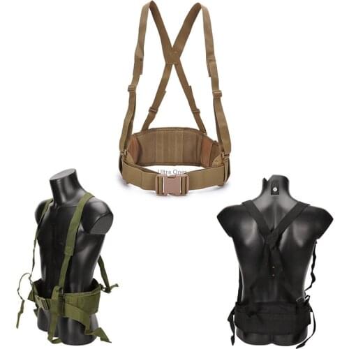 Tactical Molle Belt Army Military Special Force Nylon Padded Belts Airsoft Paintball Combat Duty Molle Belt with Suspender