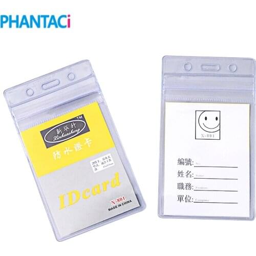 20 pcs/lot Convenient Clear PVC Badge Holder Work Exhibition ID Name Waterproof Card Holders Free Shipping