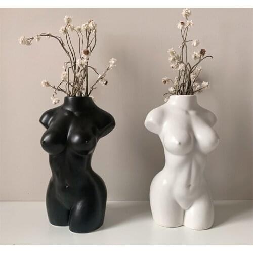 Body Art Naked Girl Creative Ceramic Vase Nordic Abstract Bust Portrait Living Room Flower Arrangement Plant Potted Decoration