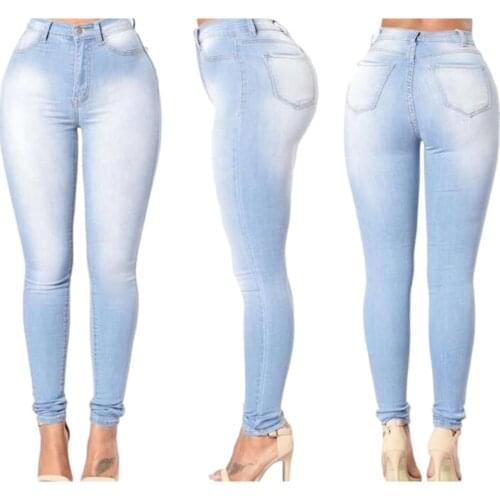 High waist solid body repair womens jeans pants light blue pants new versatile womens pants pantalon femme SAGACE 2021
