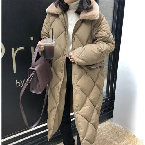 Obrix Winter Female Long Warm Jacket Casual Style Solid Color Loose Fit Coat For Women