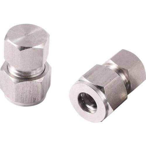 3/8"(9.52mm) OD Tube Double Ferrule Pipe End Plug Compression Fitting Connector 304 Stainless Steel Pipe Adapter 1 Pc