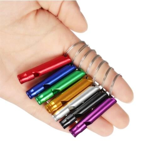 1PC Outdoor Multifunction Alloy Whistle Pendant With Keychain Keyring For Outdoor Survival Emergency Mini Size whistles