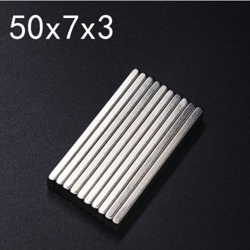 2/5/10/20/50Pcs 50x7x3 Neodymium Magnet 50mm x 7mm x 3mm N35 NdFeB Block Super Powerful Strong Permanent Magnetic imanes