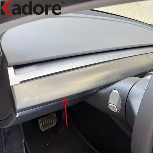 For Tesla Model Y 2020 2021 2022 Carbon Fiber Interior Center Console Strip Cover Trim Decoration Frame Car Accessories 2pcs