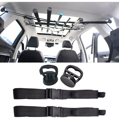 2Pcs Outdoor Foldable Adjustable Car Fishing Rod Sucker Strap Vehicle Fishing Rod Carrier Stand Fishing Tackle Accessory Tool 7