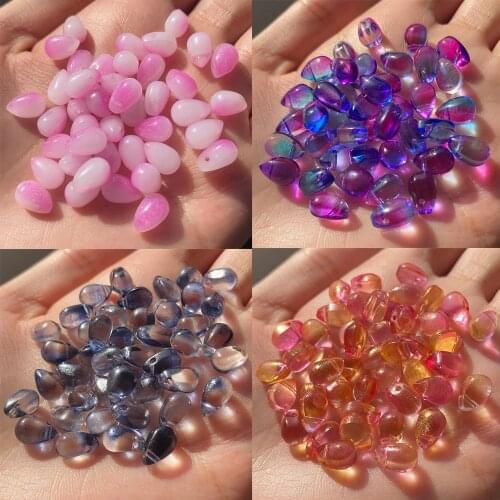 20pcs Water Drop Lampwork Crystal Czech Glass Bead Mermaid Color Glaze Loose Beads for Jewelry Making DIY Necklace Hairpins