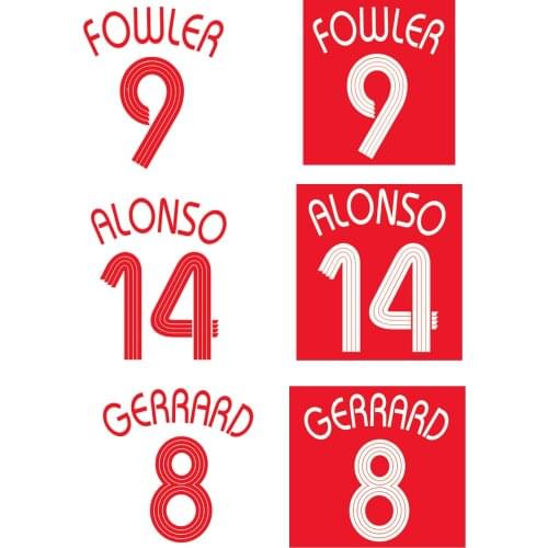 2008 UCL Champions Nameset #8 Gerrard #14 Alsonso #9 Fowler Printing Heat Print Football