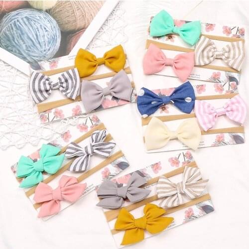 3pcs/set Baby Hair Band Set For Girls Bow Elastic Headbands Twisted Cable Design Turban Kids Headware Baby Hair Accessories