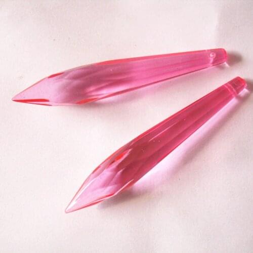 63mm/76mm Gorgeous Multifaceted Pink Crystal Icicle Chandelier Parts U Drop Prism Pendant