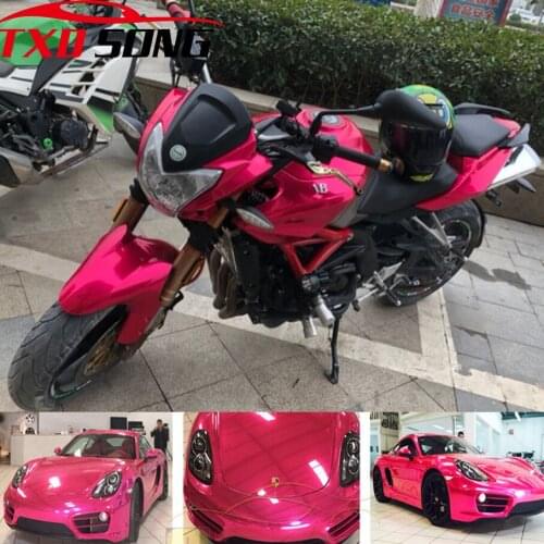 7 Sizes The newest High stretchable mirror rose red Chrome Mirror flexible Vinyl Wrap Sheet Roll Film Car Sticker Decal Sheet