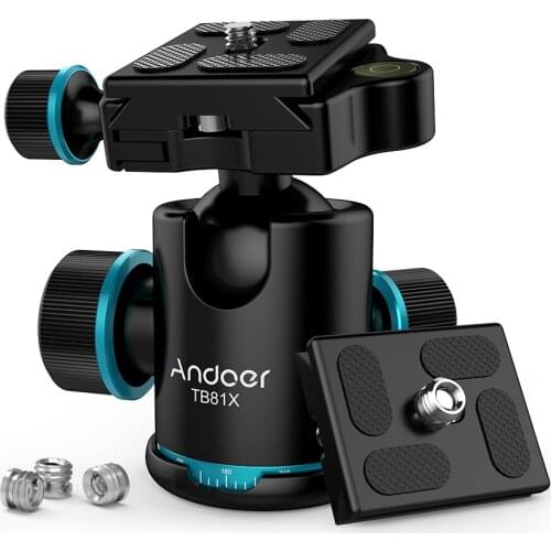 Andoer TB81X Tripod Ball Head 360 Degree Rotating Panoramic Ball Head for Tripod Monopod Slider DSLR Camera Maximum load: 8kg