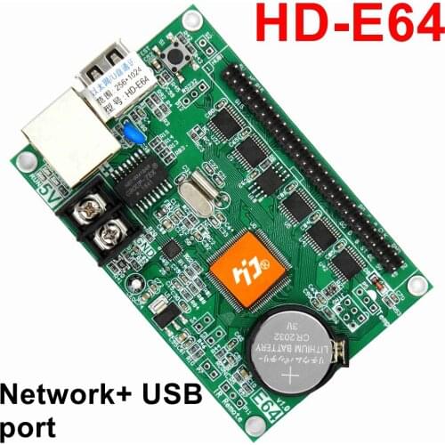 Free ship HD-E64 network / ethernet Port 1024*256 pixels support single&Dual color Display module Asynchronous led Control Card