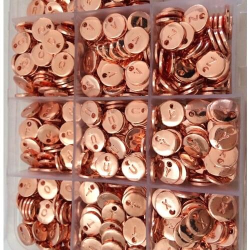10pc Double side round Rose Gold color Disc Pendant Alphabet A-Z Letter Tag Charms Stamp Initial Jewelry,10mm Beads For Jewelry