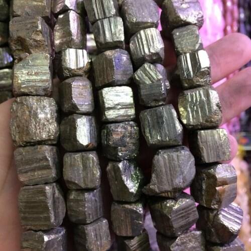 Square shape pyrite stone beads natural stone beads DIY loose beads for jewelry making strand 15" wholesale