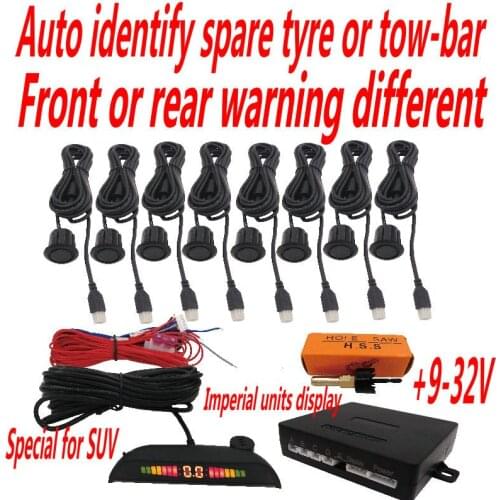8 sensors Imperial unit parking sensor for anti spare tire or tow-bar,Special design for SUV ,station wagon,pickup trucks