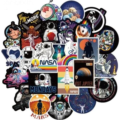 10/30/50PCS Astronaut Exploring Space Cartoon Graffiti Car Laptop Guitar Skateboard Waterproof Decorative Stickers Wholesale