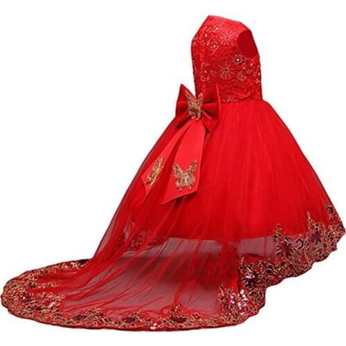 Kid Princess Flower Girl Dress Party Gown Butterfly Bow