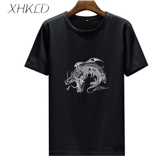 Dragon Print T Shirt Men O-Neck Summer Clothing Hip Hop Compression tshirts Short sleeve Black Cotton Camisetas Hombre Camisa
