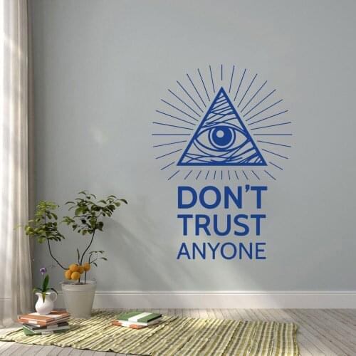 Eye Of Providence Pyramid Masonic Vinyl Home Decor Wall Sticker LivingRoom Don't Trust Anyone Quote Decal Removable Mural CX1066
