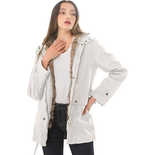 Cotton Warm Hooded White Jacket Casual Fluffy Women Coats Winter Long Sleeve Girl Long Parka Female Plus Size 3xl Overcoat Women