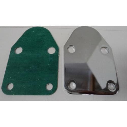 SBC Chrome Fuel Pump Block Off Plate With Gasket 283 327 350 383 400 SB Chevy with Stainless Steel