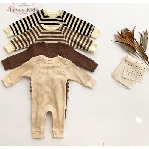 Baby Boy Girl Rompers 2021 Autumn Cotton Breathable Long Sleeve Striped Soft One Piece Infant Toddler Costume Newborn Onesie