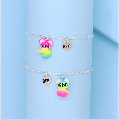 Luoluoyi Cute Colorful Raccoon Shape bracelet Chain Best Friends bracelet BFF Friendship Childrens Jewelry Gift for Girls