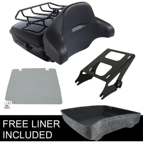 Motorcycle Black Chopped Pack Trunk Backrest + Rack For Harley Tour Pack Touring Street Glide Road Glide Electra Glide 2014-2020