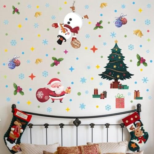 Cartoon Snowman Christmas Tree Pvc Glass Door Sticker Holiday Decoration Halloween Party Props Party & Holiday Diy Decorations