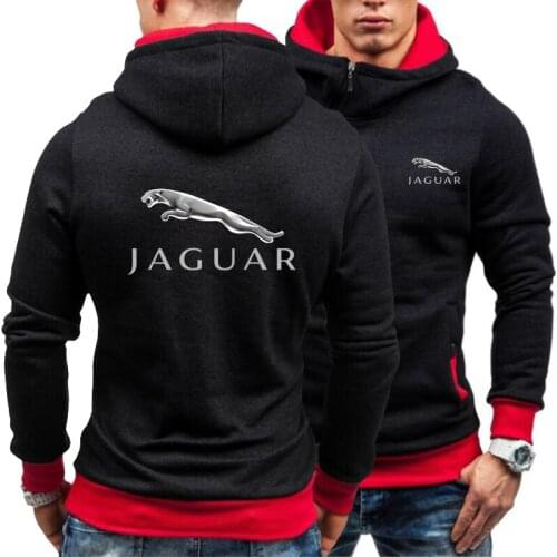 2021 Mens Hoodie Jaguar Car Logo Print Diagonal Zipper Hoodie Sweatshirt Men Sportswear Casual Harajuku Pullover Male Clothing