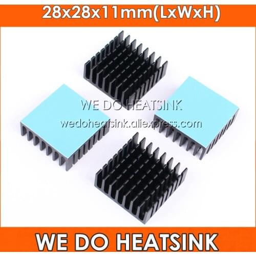 WE DO HEATSINK 28x28x11mm Thermal Pad Radiator Heat Sinks Cooler Black Anodized And Slotted