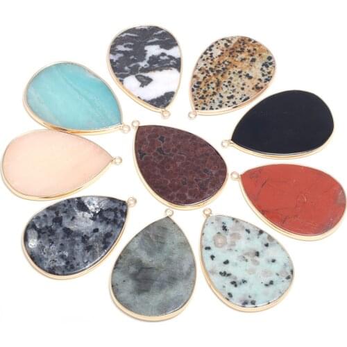 Natural Stone Pendants Waterdrop Shape Crystal Agates Turquoises Stone Pendant Charms for Jewelry Making Necklace Bracelet Gift