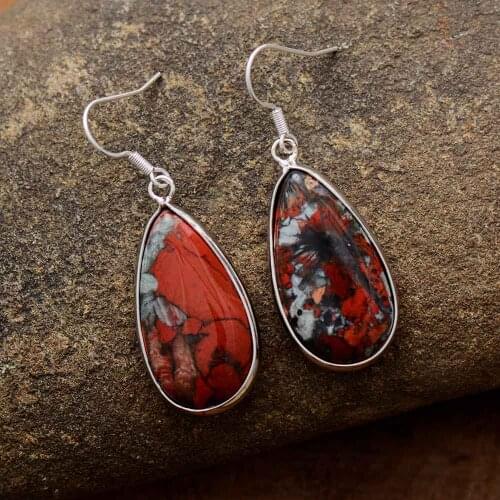 New Teardrop Dangle Earrings Red Jaspers Women Earrings Luxury Gems Jewelry Wholesale Unique Gifts Dropshipping