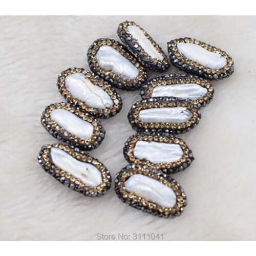 One pcs freshwater pearl white flat /biwa pendant for DIY jewelry making FPPJ wholesale beads nature