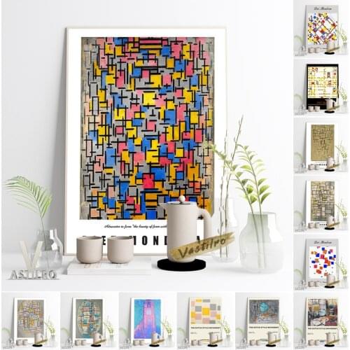 Piet Mondrian Neoplasticism Exhibition Museum Poster Composition In Colour Abstract Wall Picture Minimalist Home Decor Art Print