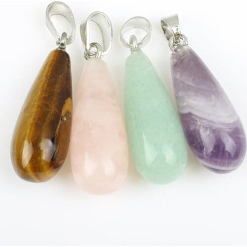 5pcs / bag natural stone 10x30mm semi-precious stone drop pendant jewelry making DIY necklace bracelet earrings accessories