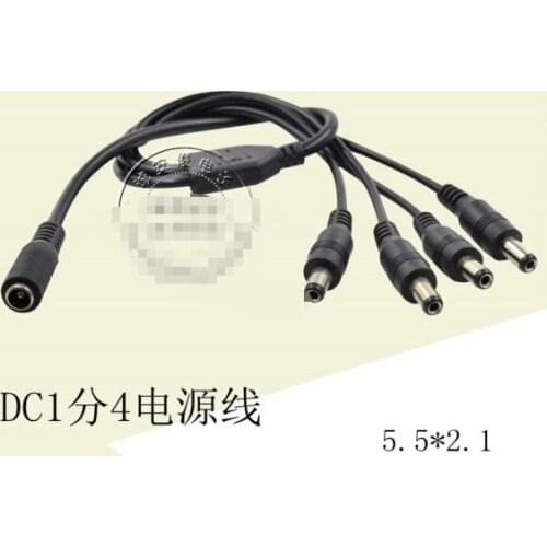 DC Power 12V Pigtail 2.1*5.5mm 1 Female to 4 Male Y Splitter Plug Cable Jack