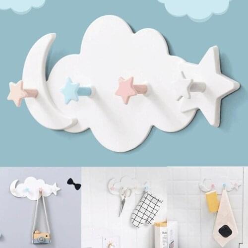 Self Adhesive Hooks Plastic Clothes Hanger Cute Wall Mounted Coat Hook Kid Children Room Wall Decorative Accessories