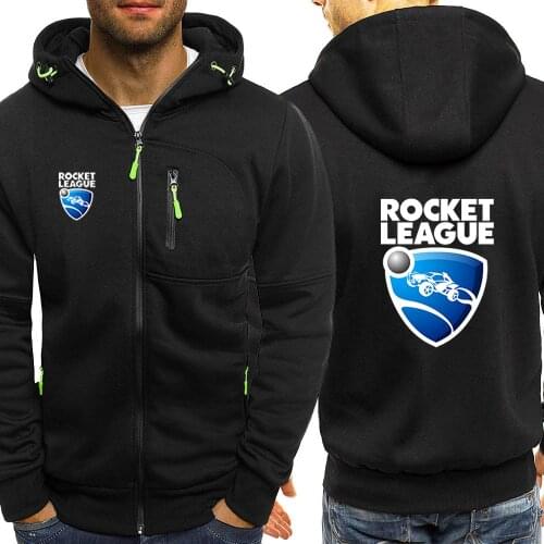 New Mens Rocket League Print Hoodies Slim Fit Hooded Sweatshirt Outwear Warm Jacket Plain Zip Up Casual Coat Tops Black Gray