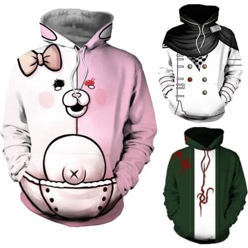 Anime Danganronpa Monokuma Cosplay Hoodies Sweatshirts Halloween Mens Monomi Kaede Akamatsu Harajuku Pullover Coat Top For Women