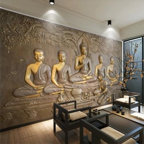 Wellyu 3D embossed golden Buddha statue background wall painting papier peint wall papers home decor papel parede tapety